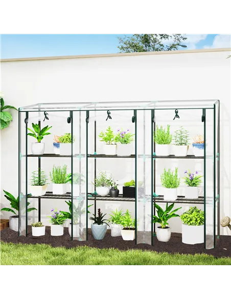 Outsunny 46 x 215cm Nine-Shelf Greenhouse