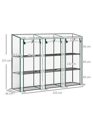 Outsunny 46 x 215cm Nine-Shelf Greenhouse