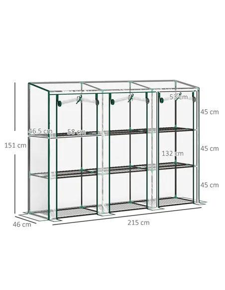Outsunny 46 x 215cm Nine-Shelf Greenhouse