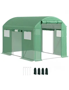 Outsunny 9.8 x 6.6ft Walk-In Polytunnel Greenhouse - Green