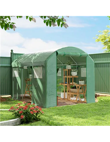 Outsunny 9.8 x 6.6ft Walk-In Polytunnel Greenhouse - Green