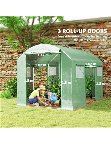 Outsunny 9.8 x 6.6ft Walk-In Polytunnel Greenhouse - Green