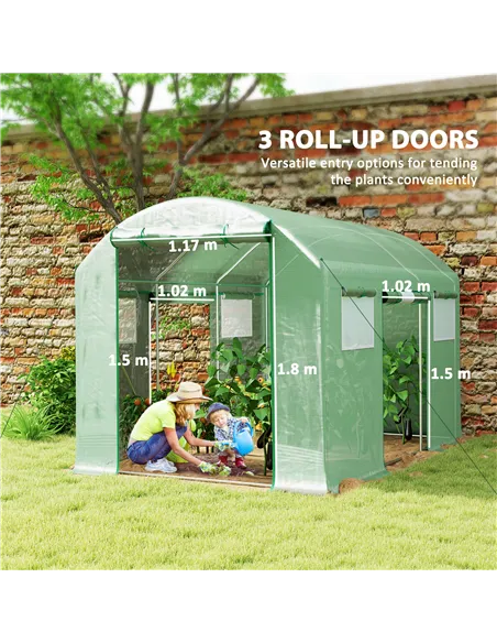 Outsunny 9.8 x 6.6ft Walk-In Polytunnel Greenhouse - Green