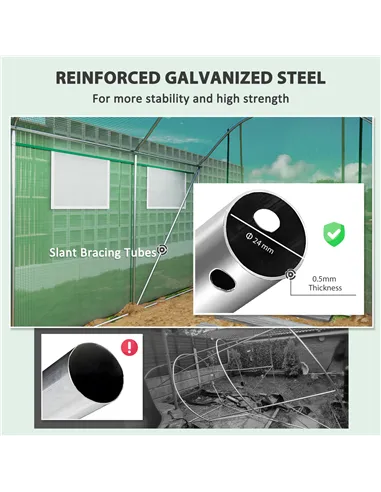 Outsunny 9.8 x 6.6ft Walk-In Polytunnel Greenhouse - Green
