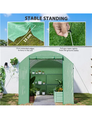 Outsunny 9.8 x 6.6ft Walk-In Polytunnel Greenhouse - Green