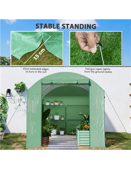 Outsunny 9.8 x 6.6ft Walk-In Polytunnel Greenhouse - Green