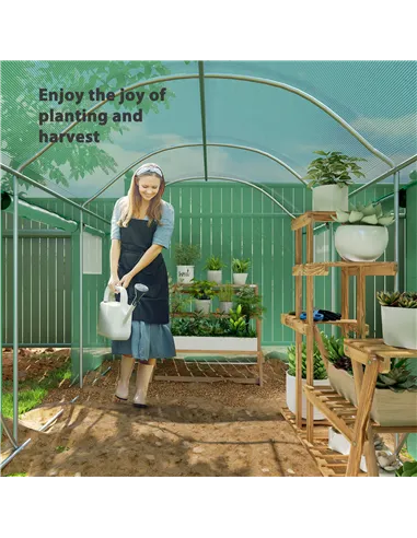 Outsunny 9.8 x 6.6ft Walk-In Polytunnel Greenhouse - Green