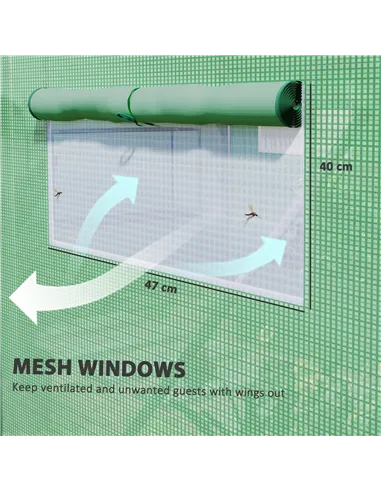 Outsunny 13 x 9.8ft Walk-In Polytunnel Greenhouse - Green