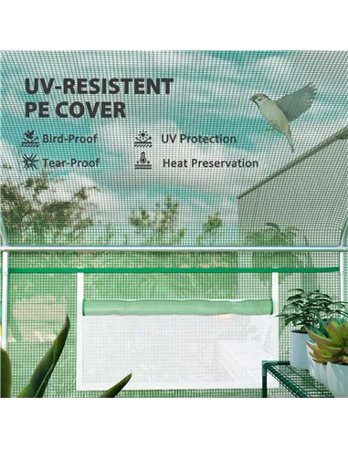 Outsunny 13 x 9.8ft Walk-In Polytunnel Greenhouse - Green