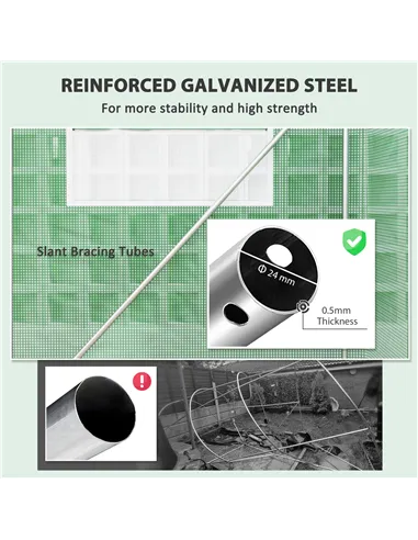 Outsunny 13 x 9.8ft Walk-In Polytunnel Greenhouse - Green