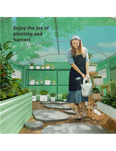 Outsunny 13 x 9.8ft Walk-In Polytunnel Greenhouse - Green