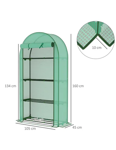 Outsunny Four Shelf Mini Greenhouse - Green