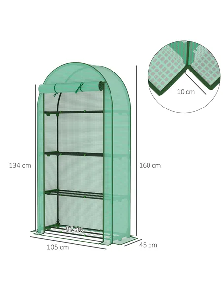 Outsunny Four Shelf Mini Greenhouse - Green