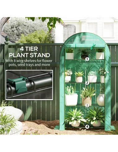 Outsunny Four Shelf Mini Greenhouse - Green
