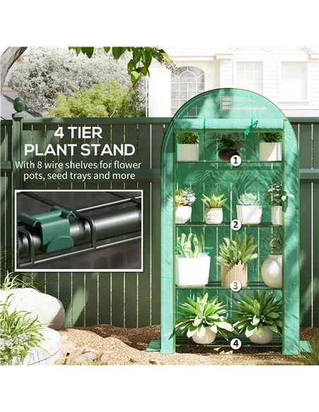 Outsunny Four Shelf Mini Greenhouse - Green