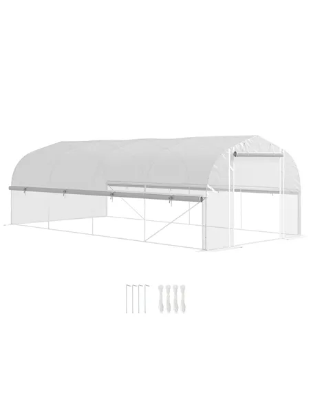 Outsunny 19.5 x 9.8ft Tunnel Greenhouse, with Accessories - White