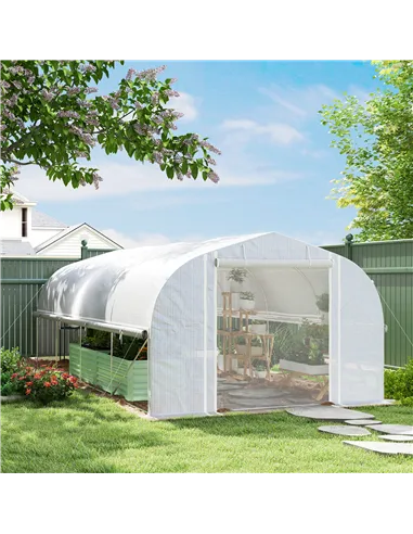 Outsunny 19.5 x 9.8ft Tunnel Greenhouse, with Accessories - White