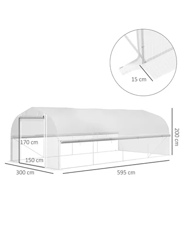 Outsunny 19.5 x 9.8ft Tunnel Greenhouse, with Accessories - White