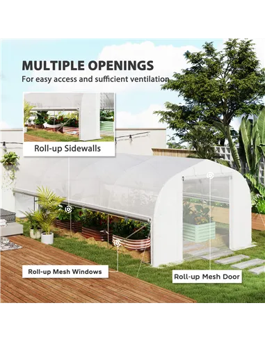 Outsunny 19.5 x 9.8ft Tunnel Greenhouse, with Accessories - White