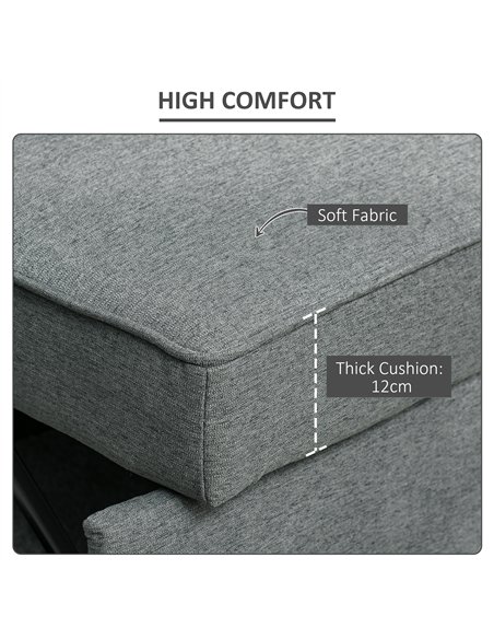 HOMCOM Double Sofa Bed Click Clack Sofa Bed Pull Out Bed with Adjustable Backrest for Living Room and Bedroom Grey