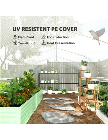 Outsunny 19.5 x 9.8ft Tunnel Greenhouse, with Accessories - White