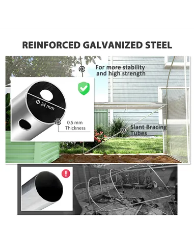 Outsunny 19.5 x 9.8ft Tunnel Greenhouse, with Accessories - White