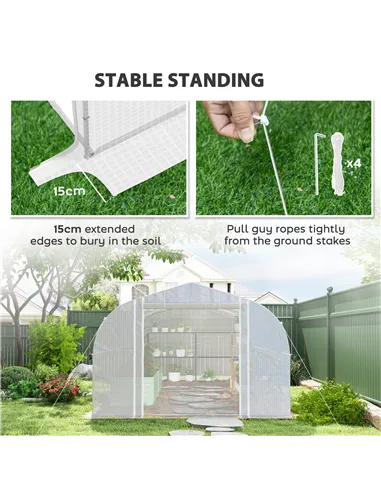 Outsunny 19.5 x 9.8ft Tunnel Greenhouse, with Accessories - White