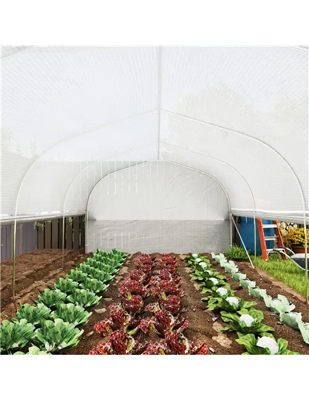 Outsunny 19.5 x 9.8ft Tunnel Greenhouse, with Accessories - White