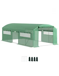 Outsunny 19 x 9.8ft Walk-In Polytunnel Greenhouse - Green