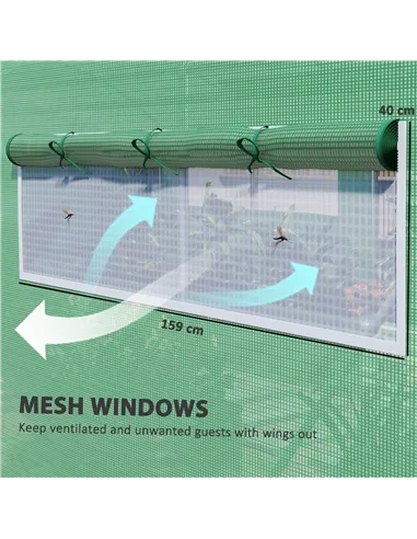 Outsunny 19 x 9.8ft Walk-In Polytunnel Greenhouse - Green