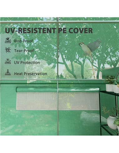 Outsunny 19 x 9.8ft Walk-In Polytunnel Greenhouse - Green