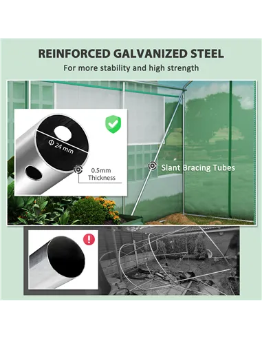 Outsunny 19 x 9.8ft Walk-In Polytunnel Greenhouse - Green