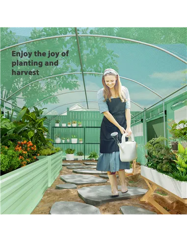 Outsunny 19 x 9.8ft Walk-In Polytunnel Greenhouse - Green