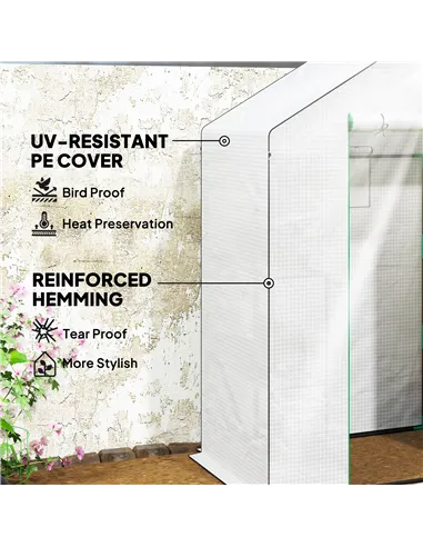 Outsunny 143 x 74cm Walk-In Greenhouse, with Shelves - White