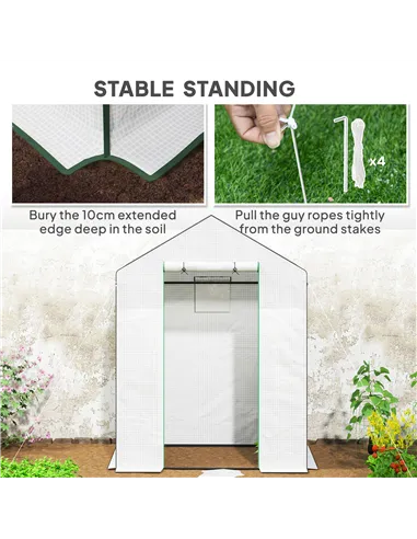Outsunny 143 x 74cm Walk-In Greenhouse, with Shelves - White