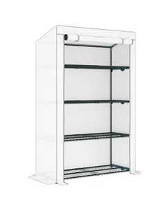 Outsunny Four-Tier Mini Greenhouse - Grey/White