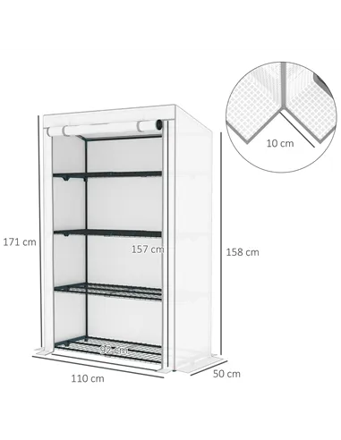 Outsunny Four-Tier Mini Greenhouse - Grey/White