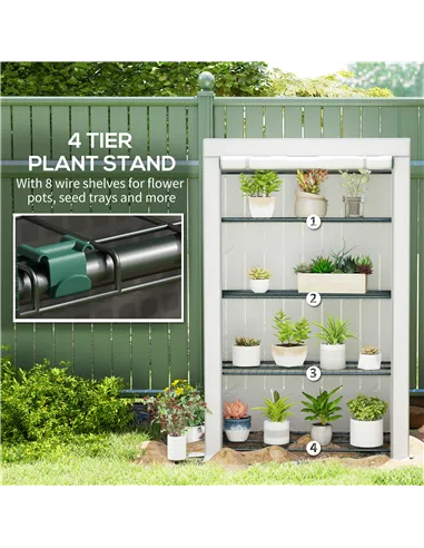 Outsunny Four-Tier Mini Greenhouse - Grey/White