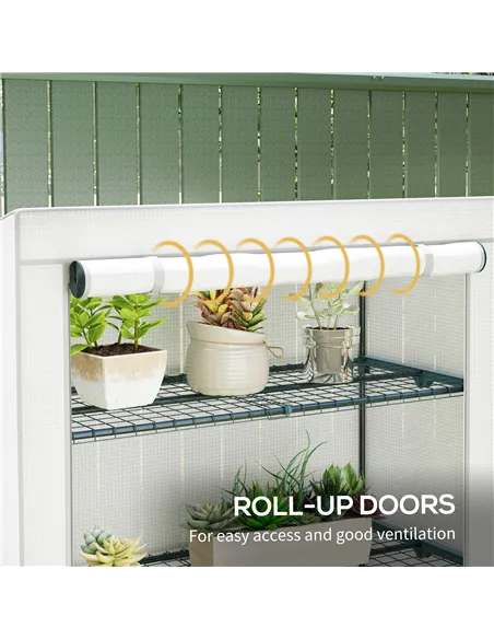 Outsunny Four-Tier Mini Greenhouse - Grey/White