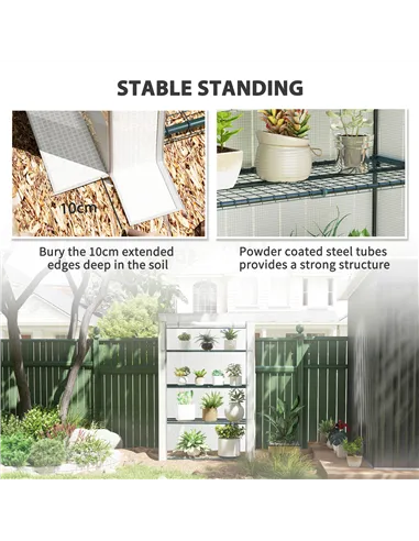 Outsunny Four-Tier Mini Greenhouse - Grey/White