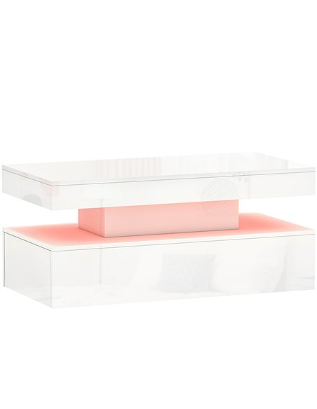 HOMCOM LED Coffee Table with Storage - High Gloss White