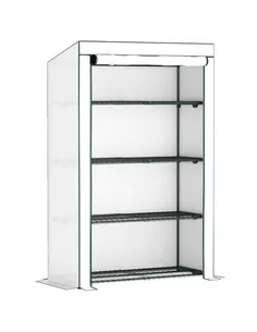 Outsunny Four-Tier Mini Greenhouse - Green/White