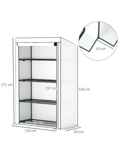 Outsunny Four-Tier Mini Greenhouse - Green/White