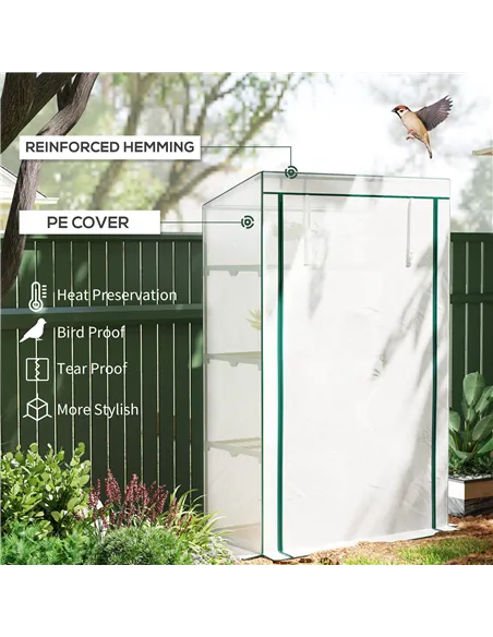 Outsunny Four-Tier Mini Greenhouse - Green/White