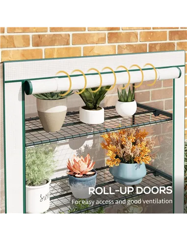 Outsunny Four-Tier Mini Greenhouse - Green/White