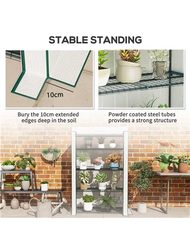 Outsunny Four-Tier Mini Greenhouse - Green/White