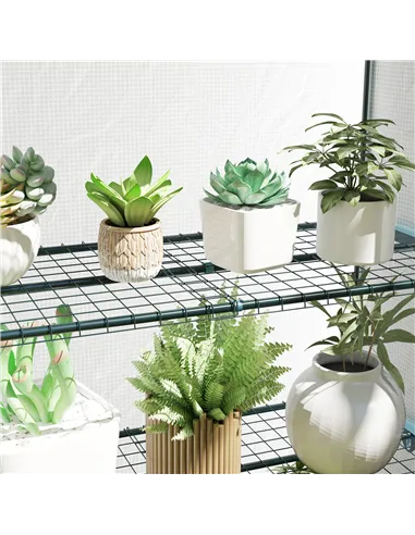 Outsunny Four-Tier Mini Greenhouse - Green/White