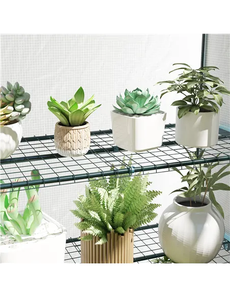 Outsunny Four-Tier Mini Greenhouse - Green/White