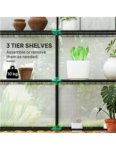 Outsunny 143 x 140cm Walk-In Greenhouse, with Accessories - White