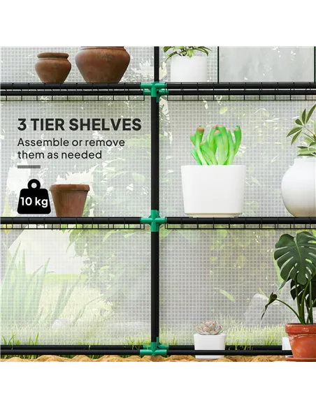 Outsunny 143 x 140cm Walk-In Greenhouse, with Accessories - White